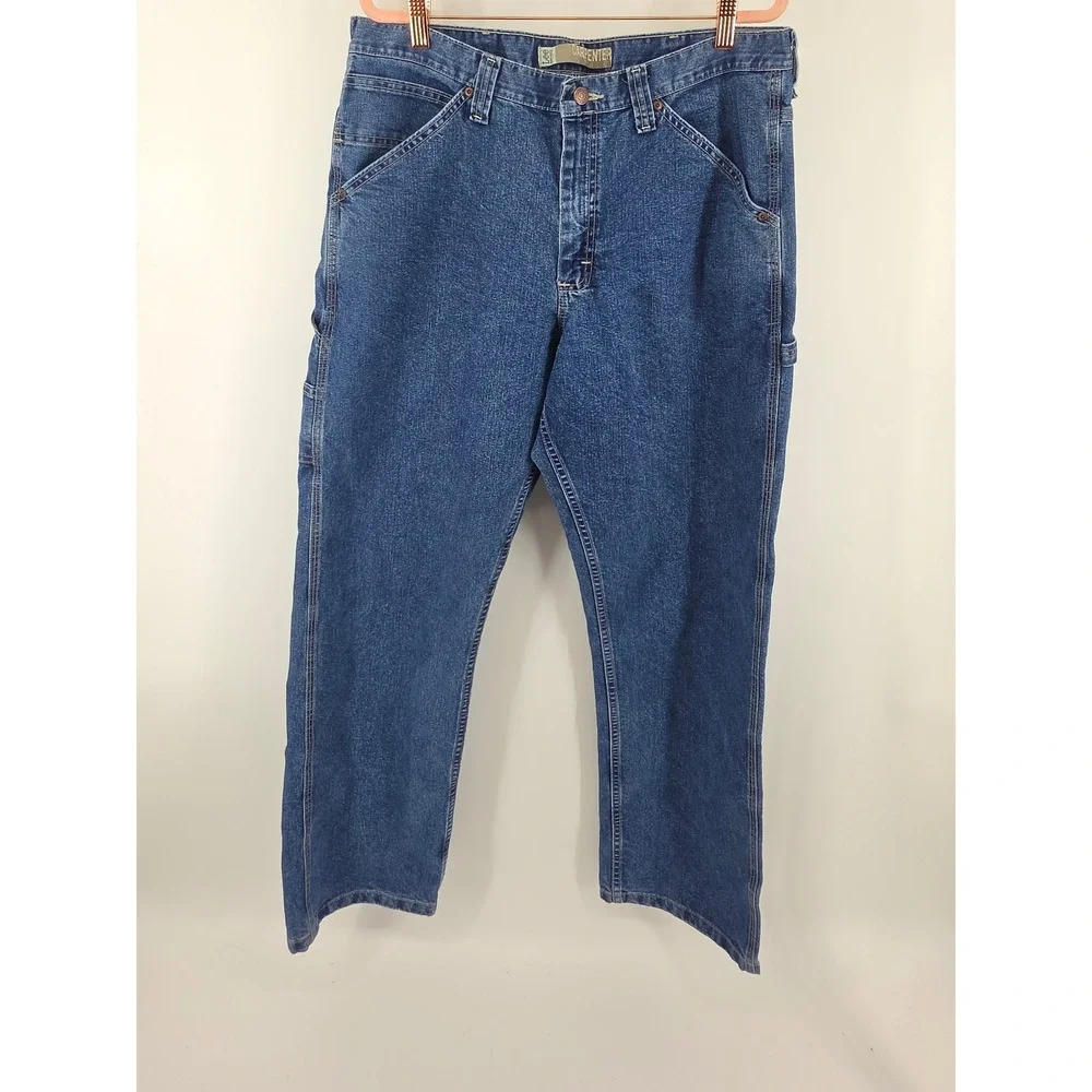 Lee Dungarees Carpenter Jeans Mens 36x32 Blue Denim Workwear Hammer Loop 2887910